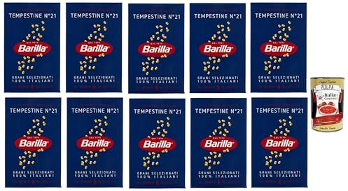 Italian Gourmet Tempestine n°21 Pasta, 100% italienisch für Suppe 10 x 500g | Formato piccolo da minestra; Hartweizengrieß mit guter Kochfestigkeit, Vorrat, Gesamtnettogewicht 5 kg + Kostenlos Polpa 400g