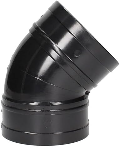 Duraplast UK™ Solvent Soil Waste 110mm 45 Degree Bend | Black | Double Socket | for 4 Inch Waste Pipe | Glue for Permanent Seal | No Rubber or Pushfit | Underground or Above Ground Drain