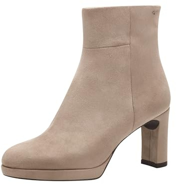 Tamaris Damen Absatzstiefelette Textil Blockabsatz Vegan; TAUPE, EU 41