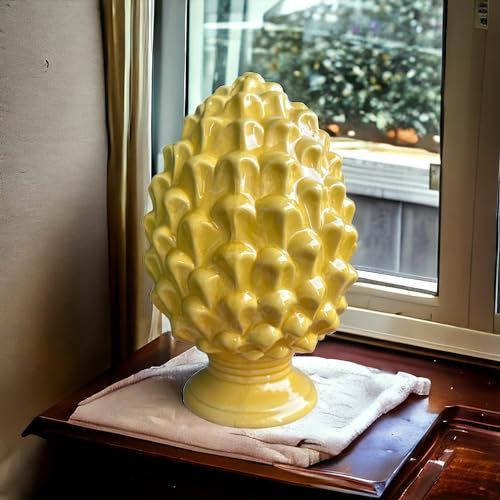 Künstliche Statuen aus Keramik, dekorativ, sizilianisches Design, Glücksbringer (16 x 25, Gelb)