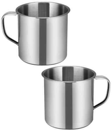 Luxshiny Taza De Café De Acero Inoxidable Con Asa 2 Tazas De Metal De 100 Ml Taza Para Acampar Tazas De Té Aptas Para Lavavajillas Taza De Cepillo De Irrompible Para Viajes En Casa