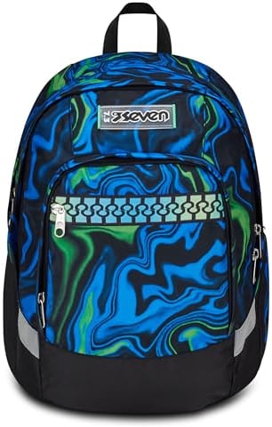Seven Ergonomischer Schulranzen, Tornister für Schule Sport Freizeit, Schulrucksack für Kinder Mädchen und Jungen, mit Trinkflaschenfach, gepolstert, nachhaltig, blau