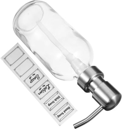 BUGUUYO 1satz Nachfüllbarer Glas Seifenspender Mit Pumpkopf Eleganter Seifenspender Für Handseife Shampoo Und Lotion Für Badezimmer Und Küche Transparent Mit Edelstahl-pumpe
