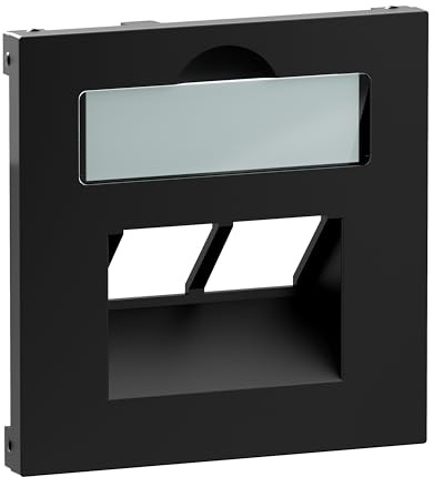 LEGRAND, SEANO Abdeckung 2x RJ45 für Datendosen von Metz, Telegärtner und Rutenbeck, inkl. Beschriftungsfeld, Farbe: Schwarz lackiert, 765359