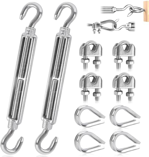 Tenditore Acciaio Inox M6 Tenditore Filo Regolabile Tenditori Cavi Tiranti Per Filo Acciaio Con Morsetti Cavo Acciaio e Redancia Per Tende Da Sole Corda Da Arrampicata 10Pcs (CC, M6-10PCS)