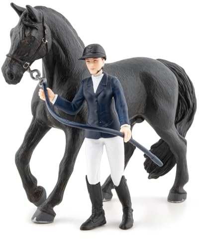 Papo - Realistische Pferd und Reiter Penelope Blacky-Figur - 3 Jahre + - Kollektion Reiterwelt - Kreativspiel Reitsport - Geschenkidee Spielzeug für Mädchen und Jungen