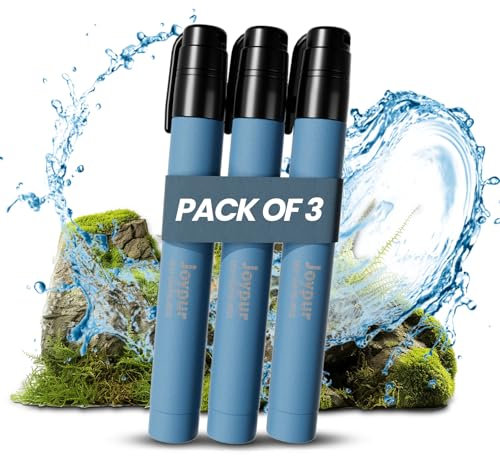 Water Straw Filter Survival - Essential Hiking & Camping Gear for Emergency, Travel, Fishing - Filters and Purifies Water, 3 Pack