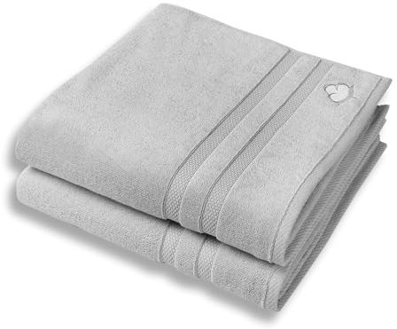 COUTONE Home Premium Badetuch 2er-Set 70 x 140 cm – Extraweiches & saugstarkes Badetuch aus 100% hochwertiger Baumwolle (Silbergrau)