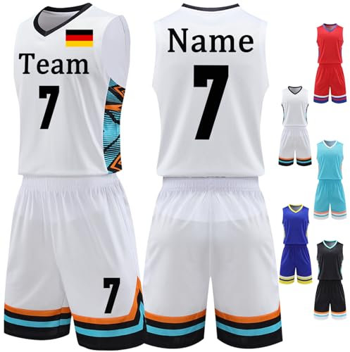 BROKANER Benutzerdefiniert Trikots Kinder Erwachsene Basketball tshirt & Shorts 2 Teiliges Set Name Nummer Team Logo Personifizieren Basketball Trikots