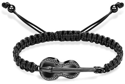 AIWENXI Pulsera de cremación de guitarra para cenizas, música, guitarra, urna, pulsera para hombres y mujeres, acero inoxidable, cuerda trenzada, pulsera de guitarra, amantes, recuerdos, joyas de