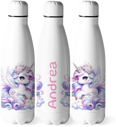 Zumo Digital Botella de Agua Personalizada Niña, Botella Unicornio Acero Inoxidable Doble Pared 500ml Libre de BPA, Regalos Personalizados con Nombre (Unicornio 3)