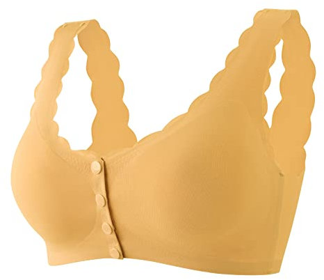 Generico Reggiseno con Ferretto Imbottito Seno in Silicone Women Plus Szie Daily Every Day Up Reggiseno Traspirante Bralettes Reggiseno Fascia Imbottito Reggiseno con Ferretto (Yellow, XL)