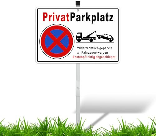 TAKULA Parkplatzschild mit Pfosten-30 * 20CM Privatparkplatz Schild,Wasserdicht, Staubdicht und Rostfrei Parken Verboten Schild,Parkverbotsschild Privatparkplatz