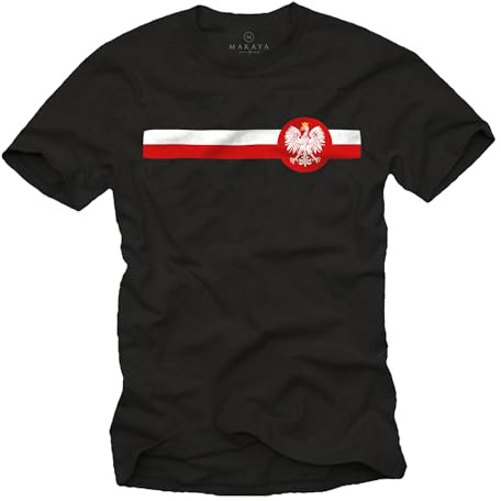 MAKAYA Polen T-Shirt Herren Polnische Flagge mit Adler Wappen Nationalflagge