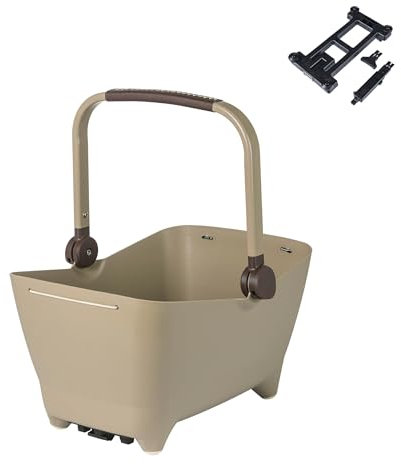 Basil Buddy MIK Hundefahrradkorb - 32L, Braun, Robust, Inkl. abschließbarem MIK-System und MIK Carrier-Platte, Perfekt für den sicheren Transport von Hunden