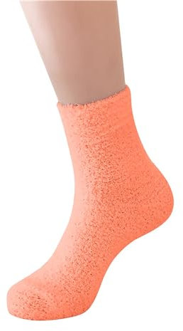 Weiche Urlaubssocken für Damen 2024, flauschige Hausschuhe, warm, weich, Winter, Plüsch, Schlafsocken, rutschfeste Socken, Orange, Einheitsgröße