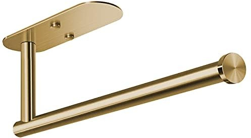 VAEHOLD Adhesive Paper Towel Holder Under Cabinet Wall Mount for Kitchen Towel, Black Roll Stick to Wall, SUS304 Stainless Steel (Gold)