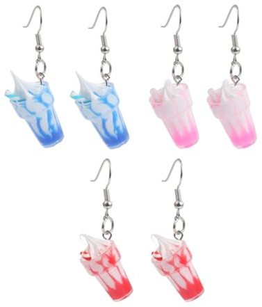 Kreative Eiscreme Ohrhänger aus Acryl, 3 Paar für Damen und Mädchen | Bezauberndes Design, Angenehm zu Tragen und Leicht Anzulegen, für Alltag und Besondere Anlässe