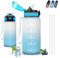Gourde, 500ml Gourde Enfant, Gourde avec Paille, Anti Fuite, Gourde Graduée pour 1 Journee, Facile à Transporter, Gourde Motivation, avec Marqueur de Temps, Bouteille d'eau pour École, Camping, Bureau