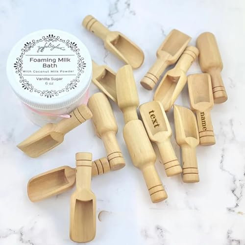 Mini cucharas de té de madera personalizadas, cucharadas de café, condimentos, caramelos, especias, baño, sal, leche en polvo, accesorios (50 unidades)