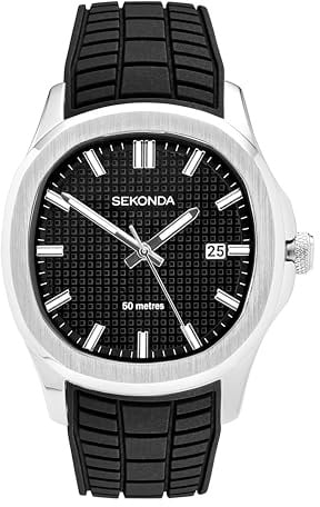 Sekonda Octaire Mens Analogue Watch 40mm dial | 50 Metres Water Resistance, mineral glass crystal, double lock safety clasp, date display, ion-plated case