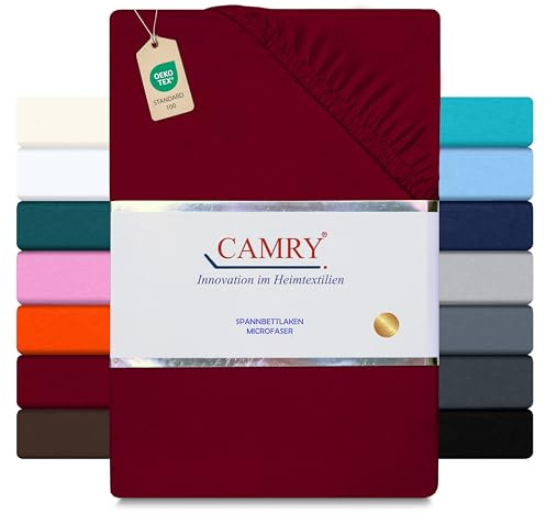 Camry Spannbettlaken 90x200 cm Bordeaux Mikrofaser Spannbetttuch Oeko Tex Zertifiziert