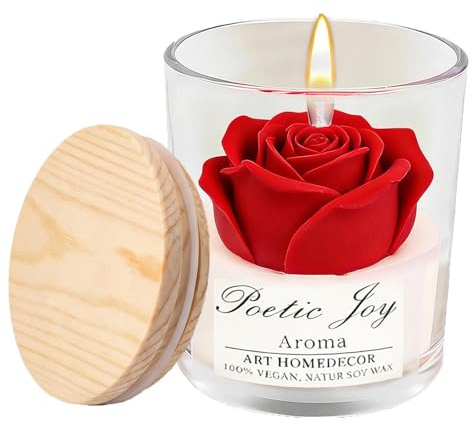 HUANYO Sweet Rose Scented Candle - 165g Soy Wax Candle for Home, Relaxation & Gifts for Women, Bestie, Mum, Wife | Birthday, Christmas, Mother’s Day, Valentine’s Present
