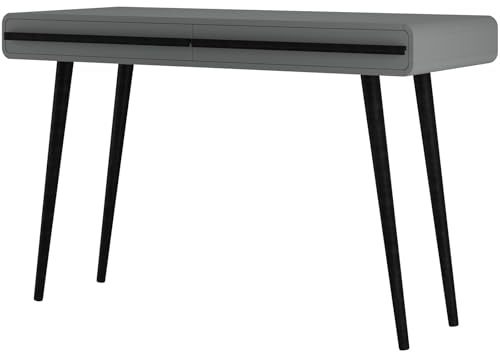 Chantal Schreibtisch mit 2 Schubladen in Spanplatte Grau und Schwarz (BxTxH) 120x50x77 cm