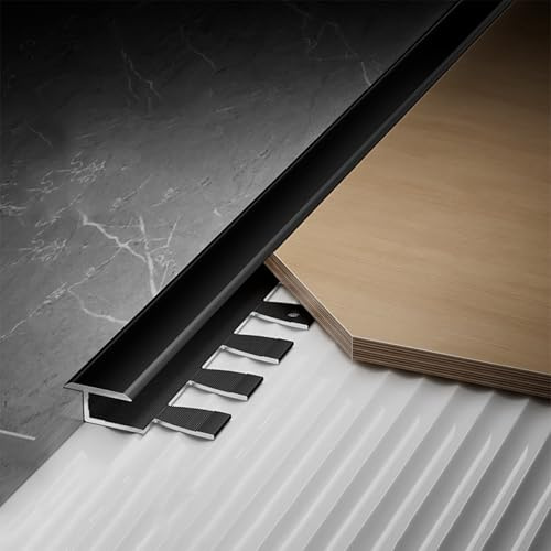 Coayuou Baguette De Finition Carrelage Mural 90cm* 3 Pièces Barre D'écartement Flexible Profil Alu Carrelage Durable pour Le Bricolage Extérieur Et La Construction De Meubles(Black,12.5mm)