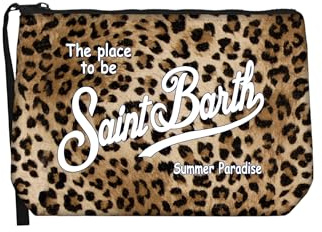 Saint Barth MC2 Borsa Pochette Aline in Scuba Stampa Leopardata Dimensioni: 21 x 15 x 7 cm