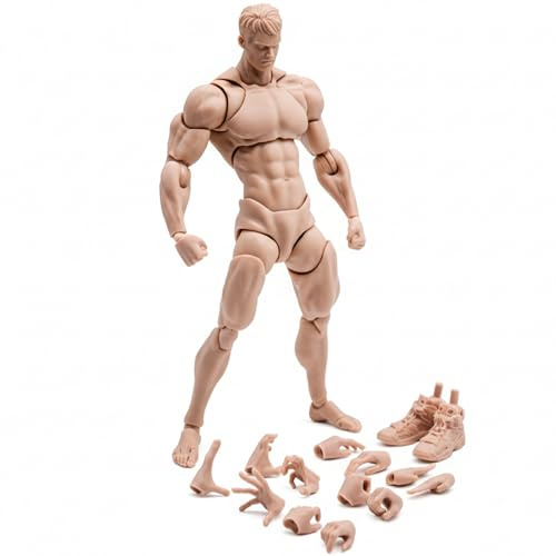 Sjfbebsy 1/12 Action Figure 1 su 12 Scale Action Figure Maschile Corpo Vuoto Super Articolato Muscolare Pelle Bianca Flessibile 6 Pollici con Accessori Completi per Collezionisti