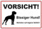 Schild 300x200 mm Vorsicht ! Bissiger Hund !, stabil aus Alu/Dibond - 3 mm stark