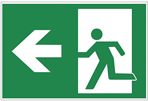Schild Notausgang links - Exit aus Alu/Dibond 200x140 mm - 3 mm stark