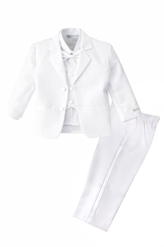 Spring Notion Baby, Toddler, and Boys' Classic Fit Tuxedo Suit Set, No Tail – Weddings, Baptism, and Christening, White 0M