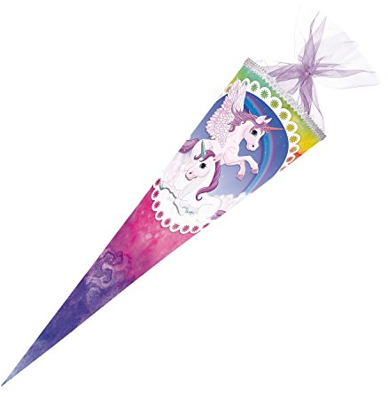 Nestler 5709605s SCHULTÜTE Pegasus Regenbogen Mehrfarbig mit Pailletten, 70 cm, rund