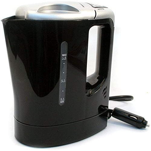 1 Litre 12v Plug in Portable Electric Kettle (Black)