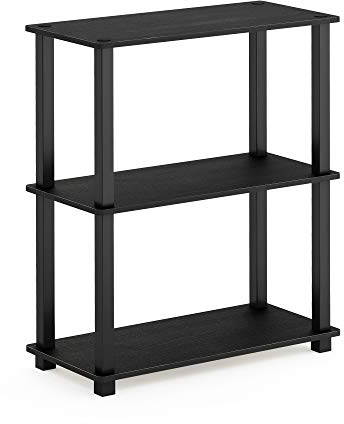 Furinno kompaktes Mehrzweck-Regal mit 3 Ebenen, holz, Americano/Schwarz, 29.46 x 59.94 x 75.18 cm, Vierkantrohr