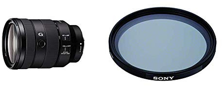 Sony SEL-24105G G Standard Zoom-Objektiv (24-105 mm, F4, OSS, Vollformat) schwarz + VF-77CPAM2 Mehrfach beschichteter Schutzfilter, Polfilter 77mm + Sony VF77MPAM.AE Carl Zeiss T* Schutzfilter (77mm)