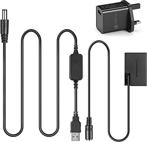 Raeisusp USB Cable ACK-E18 + DR-E18 LP-E17 DC Coupler + QC3.0 USB Adapter for Canon EOS 750D Kiss X8i T7i T6i 760D T6S 77D 800D 200D Rebel SL2 SL3 R8 R10 R50