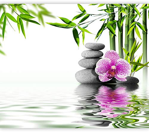 murando Fototapete selbstklebend Spa 441x315 cm Tapete Wandtapete Klebefolie Dekorfolie Tapetenfolie Wand Dekoration Wandaufkleber Wohnzimmer Orchidee Bambus Steine Zen