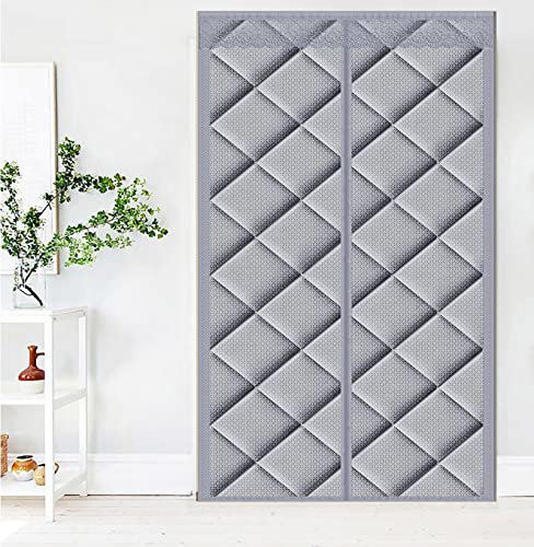 GettyGears Rideau de porte magnétique isolé thermique, anti-tempête, anti-vent, en polaire avec isolation thermique et imperméable, 88,9 x 208,3 cm, gris
