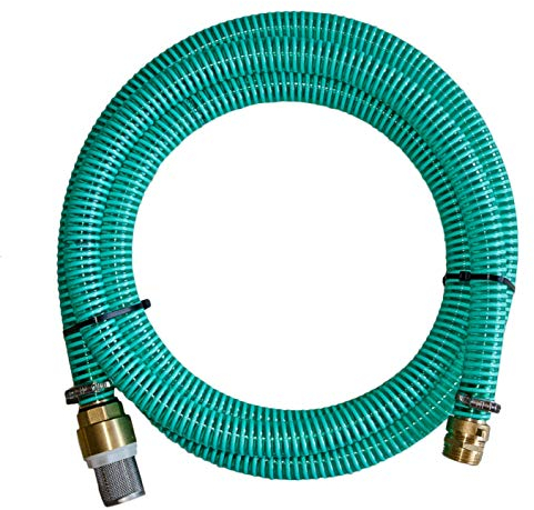 Sauggarnitur 1 Zoll 8m 1-25m Ansauggarnitur NW 25 Saugschlauch 1 Pumpenschlauch Messing Fußventil mit Rückschlagklappe (8m)