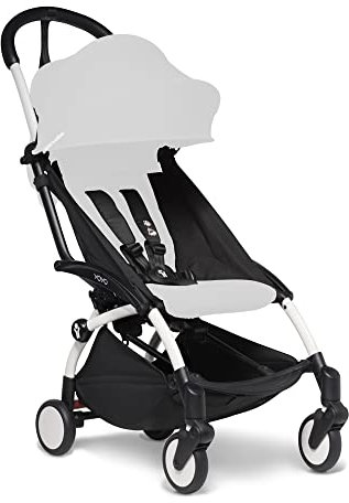 BABYZEN YOYO2 Kinderwagengestell, White - Textilset nicht inbegriffen - Kommt mit 5-Punkt-Gurt, mehrfach verstellbarer Rückenlehne, Verdeckbügel, Schultergurt und schützender Aufbewahrungstasche