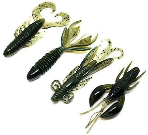 Angelköder Wobbler Kunstköder 4 Stück Weiche Seltsame Form Köder Krebse Künstliche Köder für Salzwasser Fischen (Grün)