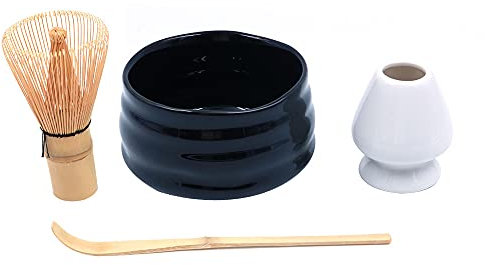 ANCLLO Ensemble de 4 pièces à thé matcha japonais, fouet/bol/support/cuillère en bambou pour cérémonie traditionnelle japonaise #1