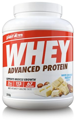 Per4m Protein Whey Powder | 67 Servings of High Protein Shake with Amino Acids | for Optimal Nutrition When Training | Low Sugar Gym Supplements (2010g (Pack of 1), White Choc Hazelnut)