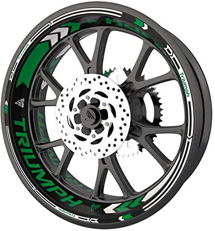 Triumph Motorrad-Felgenaufkleber-Set (2 Räder) Grün