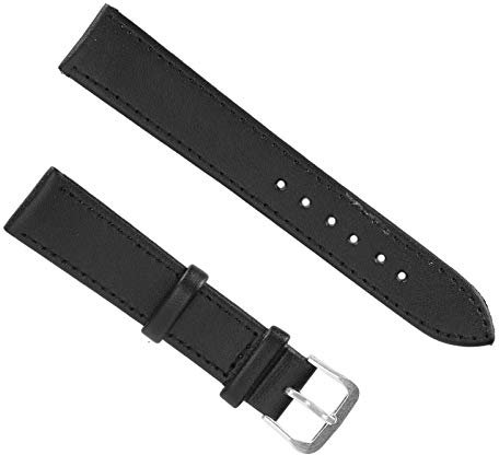Brrnoo Uhrenarmband aus PU Leder, Ersatzband Armband mit Edelstahl Metallschließe, Verstellbares Uhrenarmband (18mm schwarz)