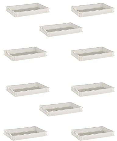 APS Teigbehälter - 10er Set Pizzaballenbox, stapelbar, Fassungsvermögen 14 Liter, Innenmaß 56,5 x 36,5 cm, zum professionellen frischhalten und gären von Teigballen