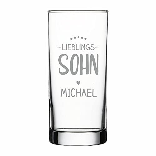 4you DESIGN Personalisiertes Longdrink-Glas mit Namen | Lieblings-Sohn| Geschenk-Idee zu Weihnachten, Geburtstag, Mutter- & Vatertag | Saftglas Spülmaschinenfest | Persönliches Präsent | 485 ml